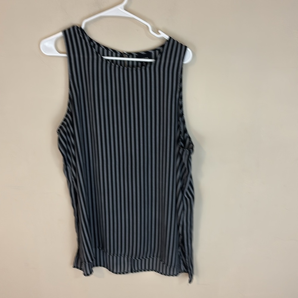 Who What Wear Black and White Striped Sleeveless Top Size XL